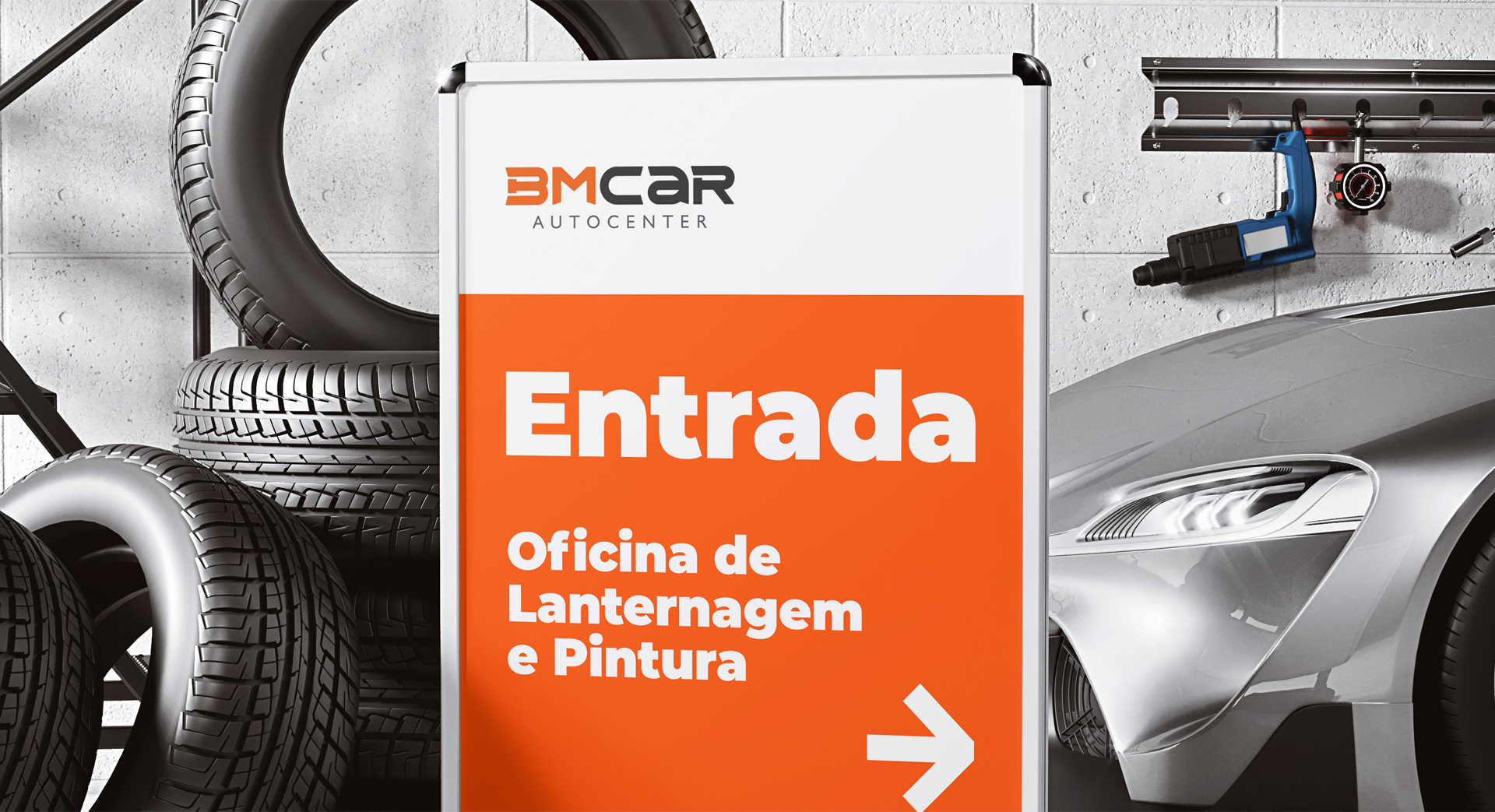 BM Car Auto Center - Aplicação da logo em papelaria